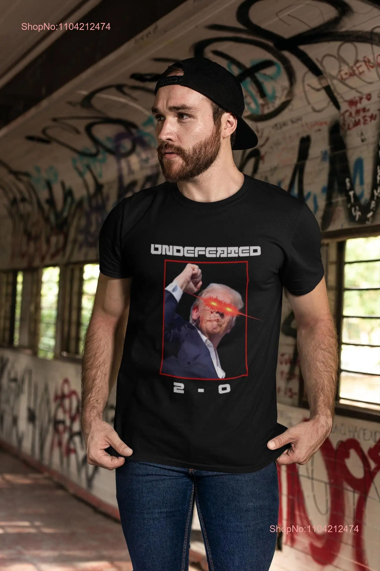 Undefeated 2 0 Donald Trump Failed Assassination T Shirt 2024 MAGA Campaign Rally Shooter Laser Eyes Bulletproof USA