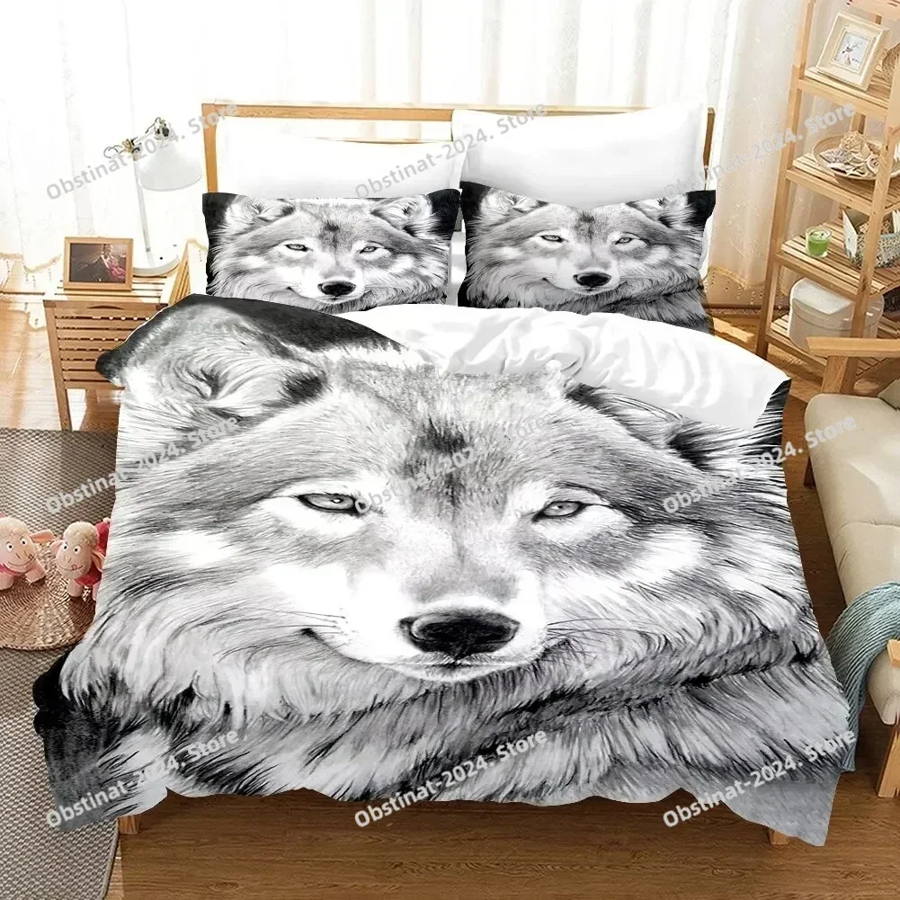 Wolf Cute Animal Bedding Set Printed Kids Adult Luxury Gift Polyester Duvet Cover Home Textiles Soft Single Full King Twin Size