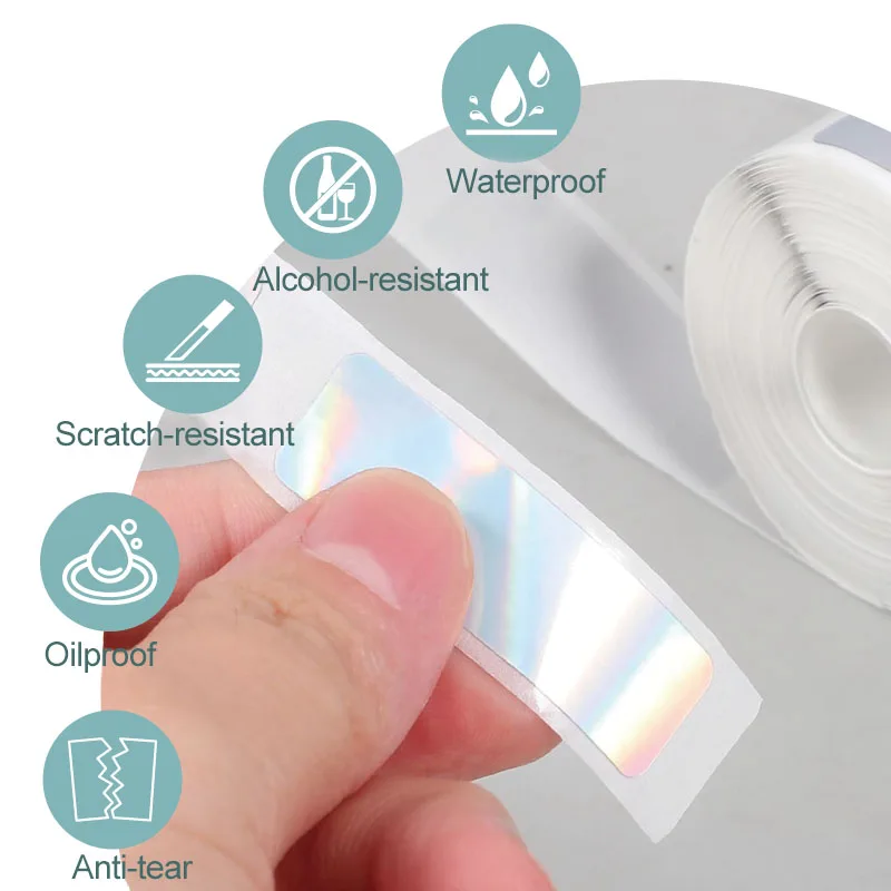 160 قطعة شريط ملصقات حراري ليزر ثلاثي الأبعاد لامعة ذاتية اللصق لفة قابلة للطباعة ورق لاصق متين فضي اسم علامة هدية للحفلات