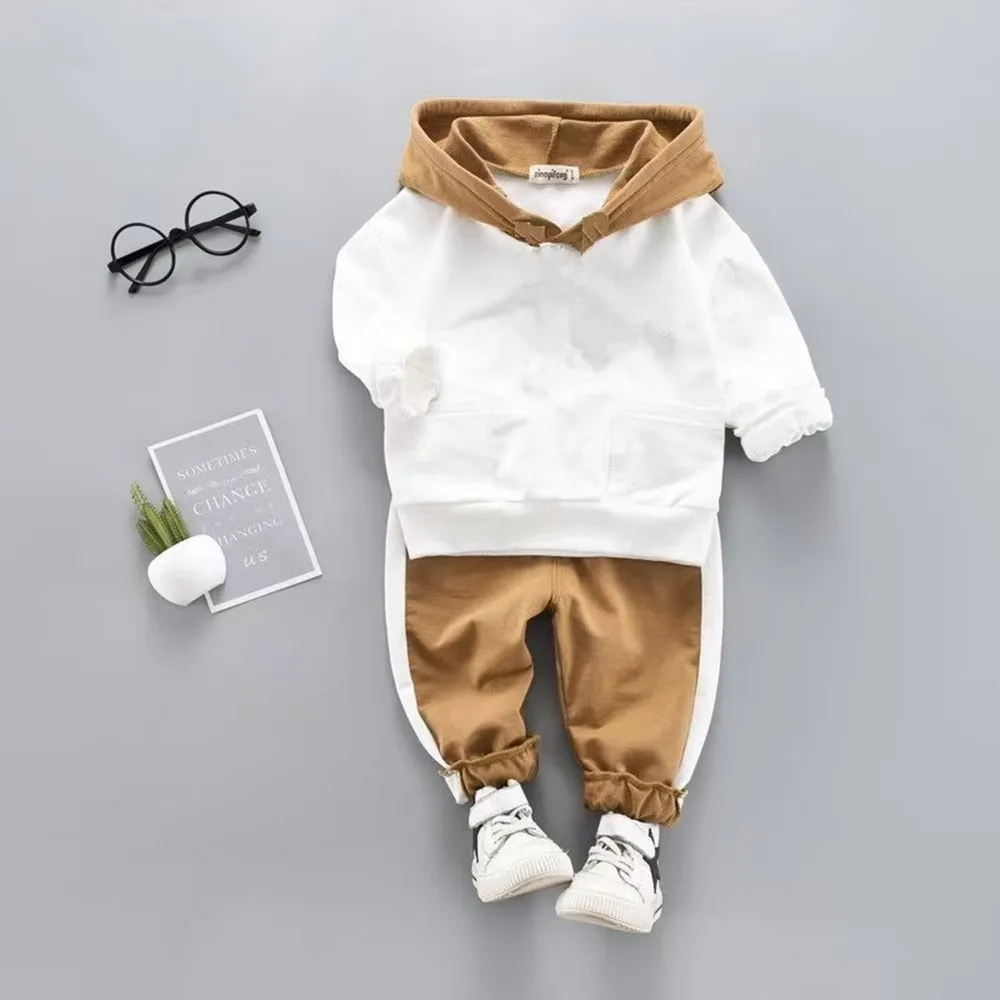 Chándal para bebé, conjunto de ropa informal con capucha, sudadera de manga larga, trajes de otoño para niños, ropa para niños