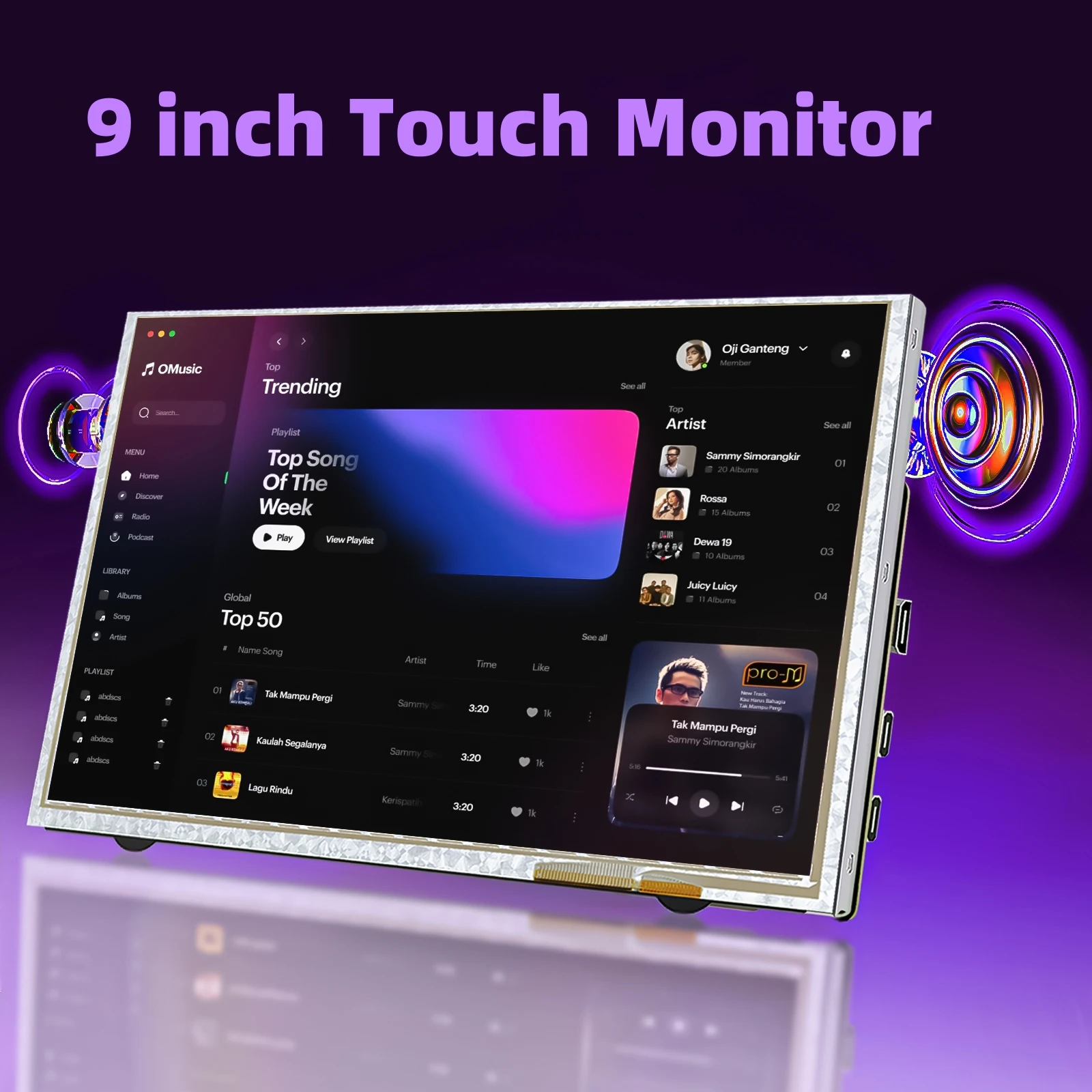 Portable 9 Inch Monitor with Speakers Capacitive Touch Screen IPS LCD 1024x600 FHD HDMI Gaming Monitor PC Raspberry Pi Display