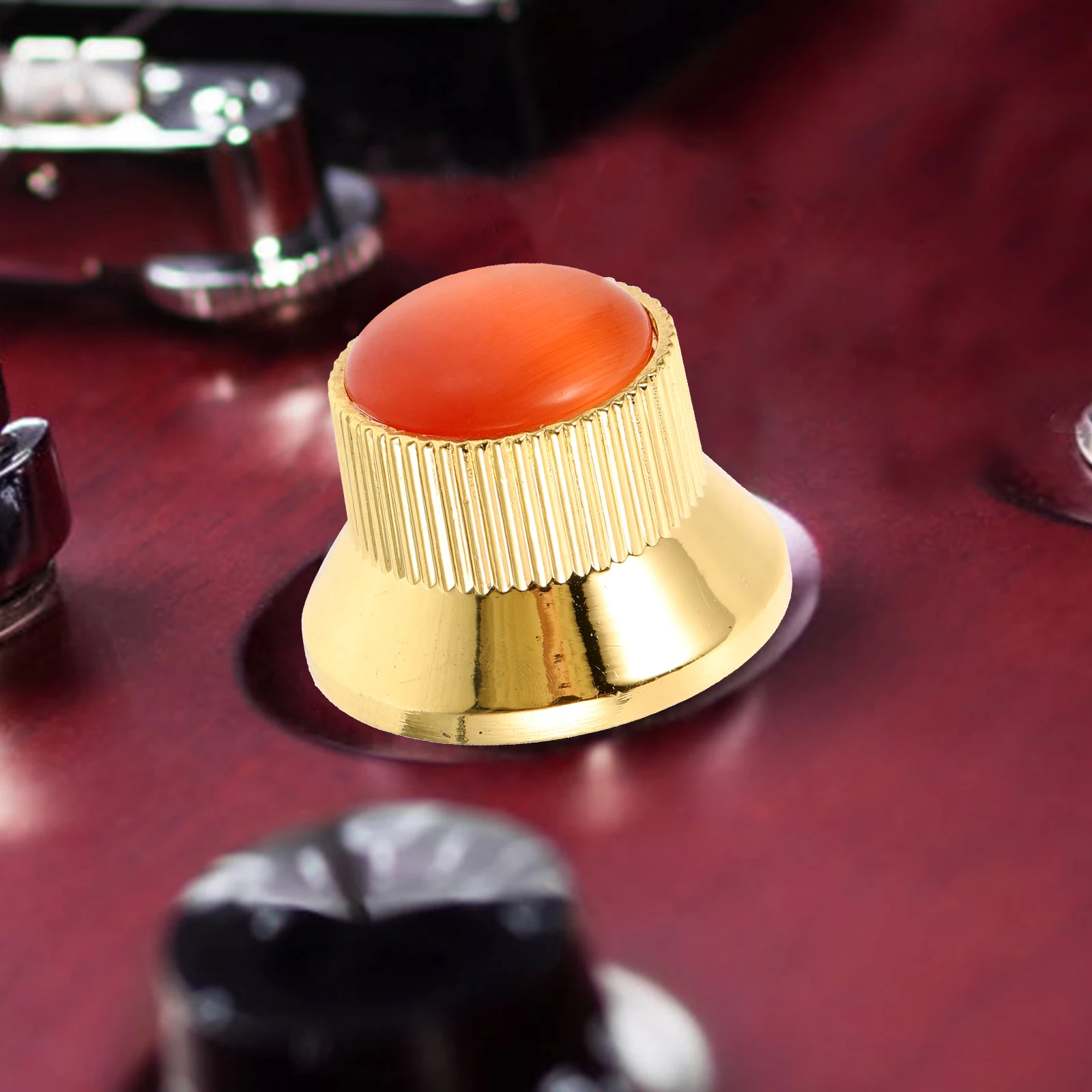 

3 pcs UFO Knob Guitar Volume Knobs Red Stone Metal Electric Bass Guitar Volume Tone Control Buttons Durability Plating Fit