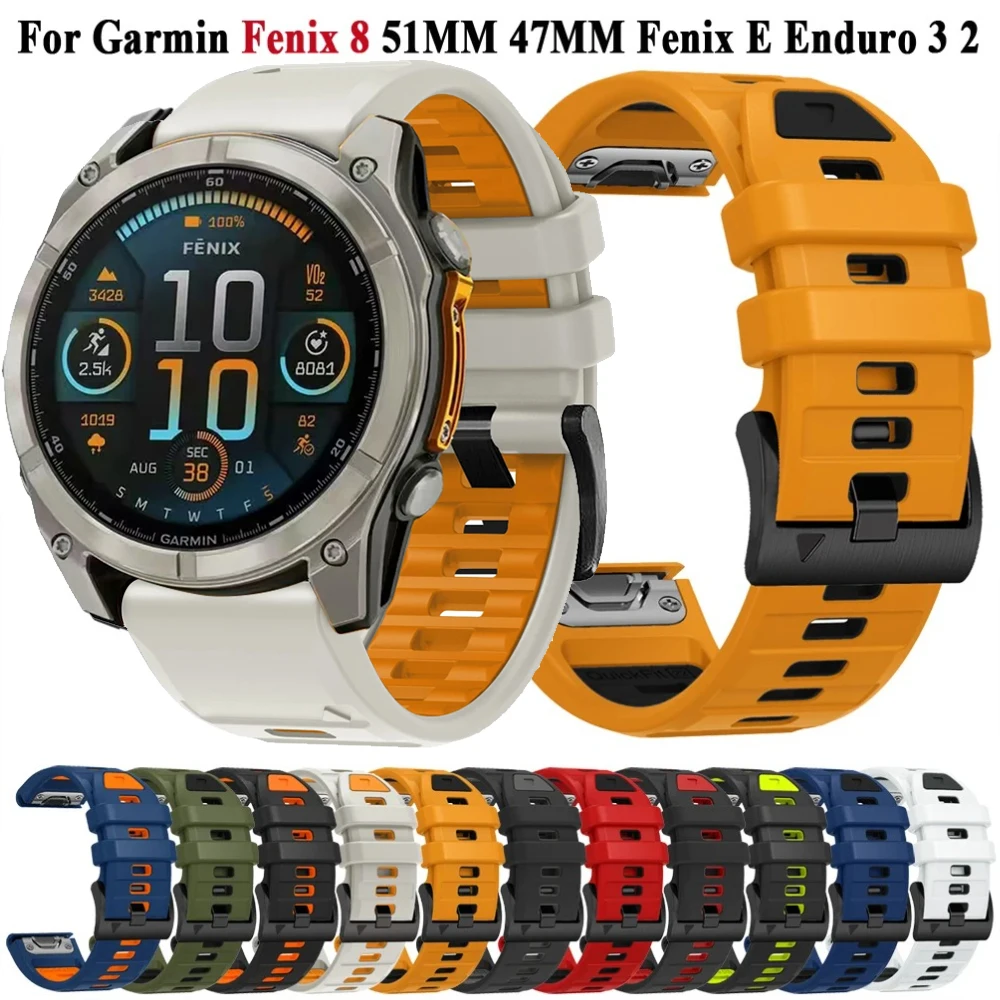 20mm 22mm 26mm silicone strap for Garmin Fenix 8 7X/6X/Pro/7S Breathable replacement wristband for Garmin descent mk3/Epix Pro