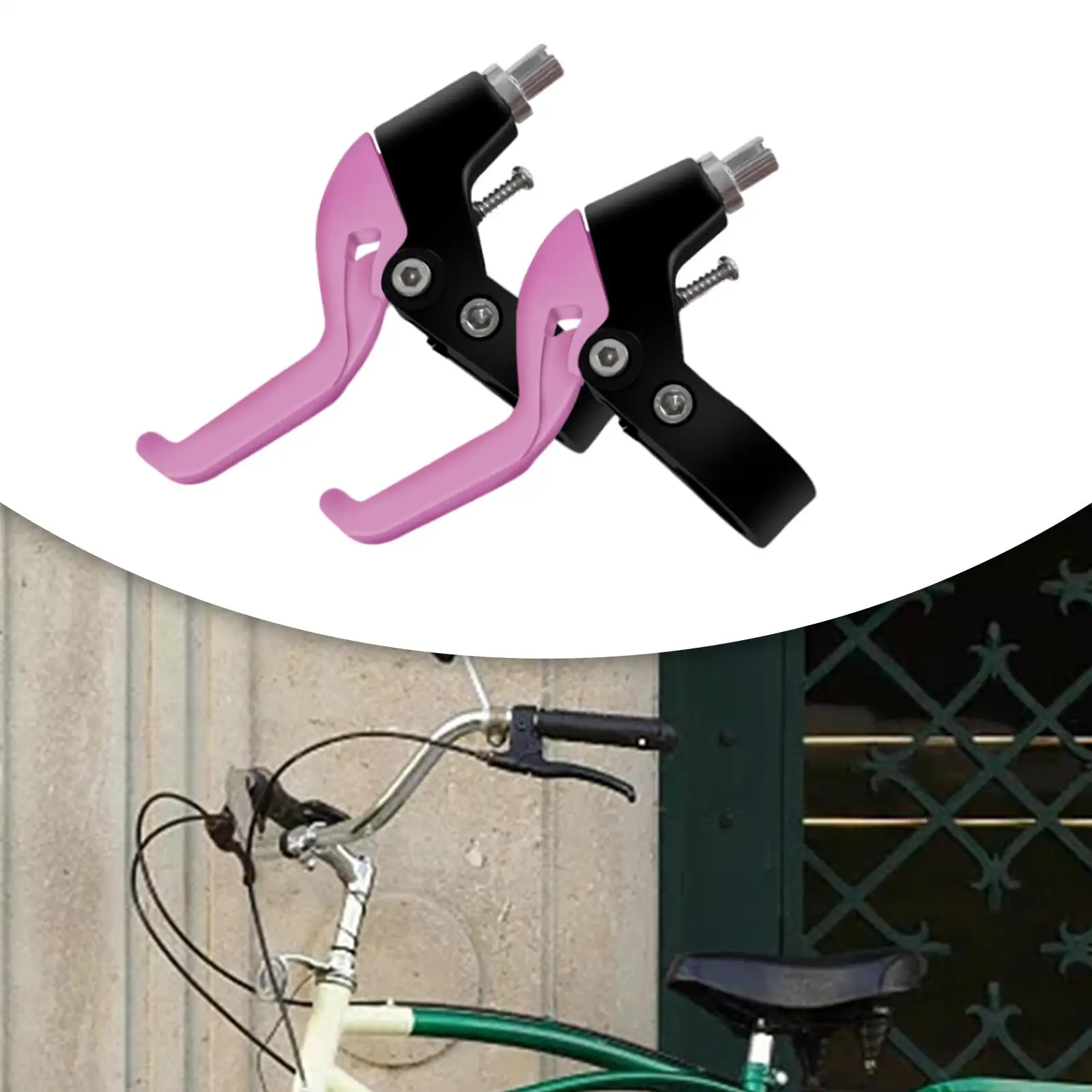 Kids Brake Lever Three Finger 22.2mm Clamp Diameter Universal 2Pcs Pink