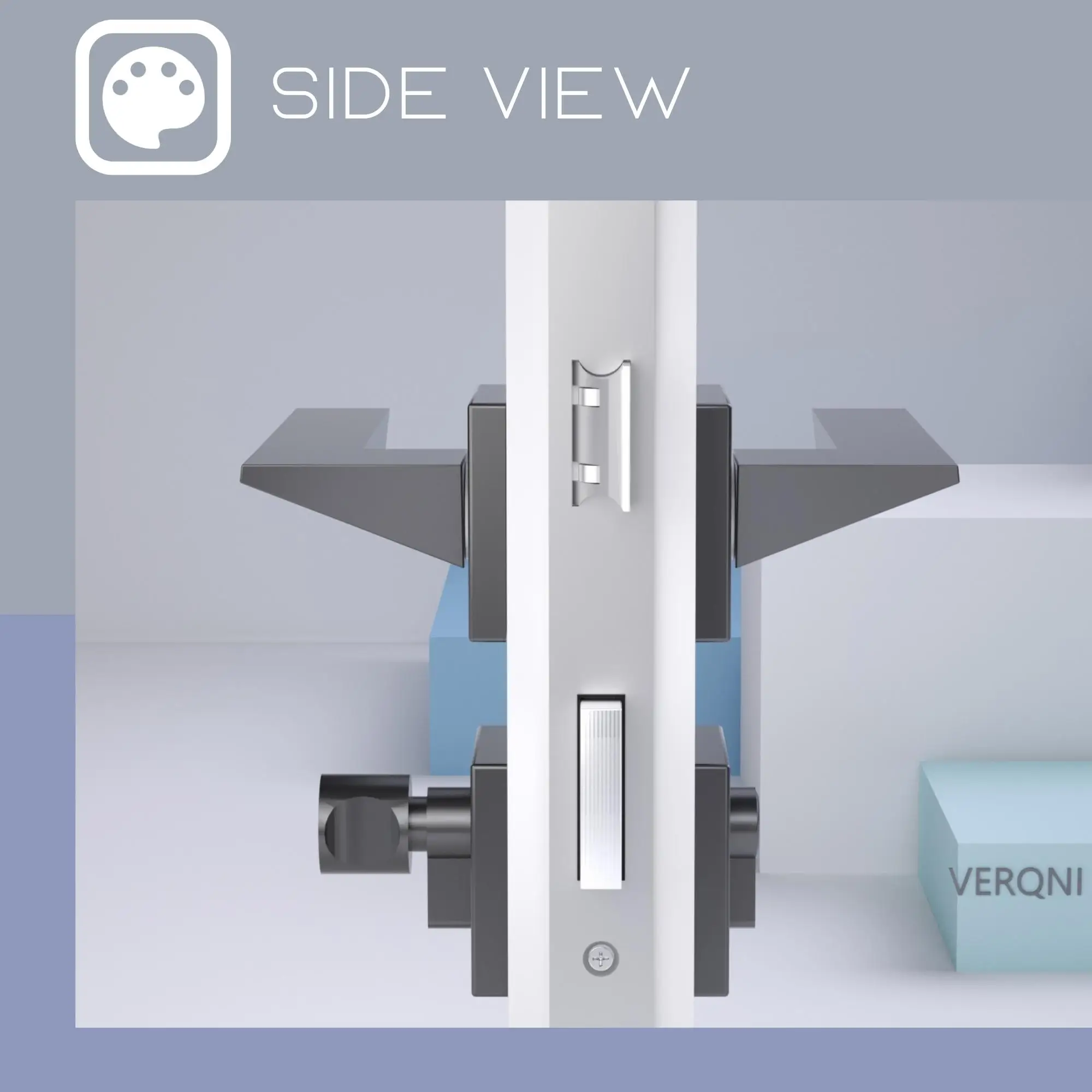 Imagem -05 - Verqni Maniglie & Accessori Srab223 Moderno Preto Fosco Mudo de Alumínio Alavanca da Porta Lidar com Bloqueio Conjunto Fechadura Silenciosa Interior Porta Principal