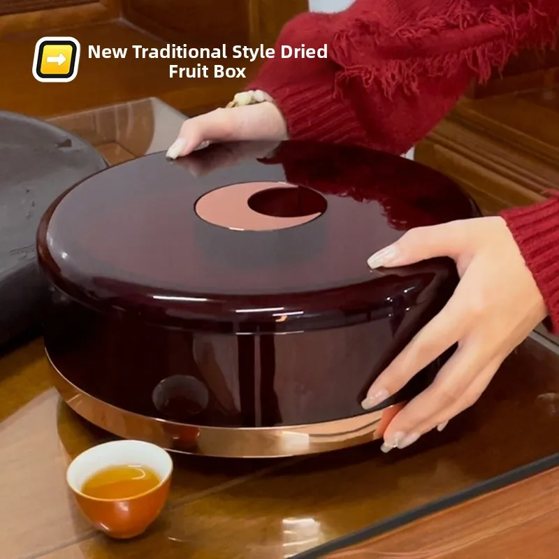 

Ele Chinese Sle Dry Fruit Basket Home Living Room High Aesthetic Value Sna Plate Luxury mat Metal PC Storage Box