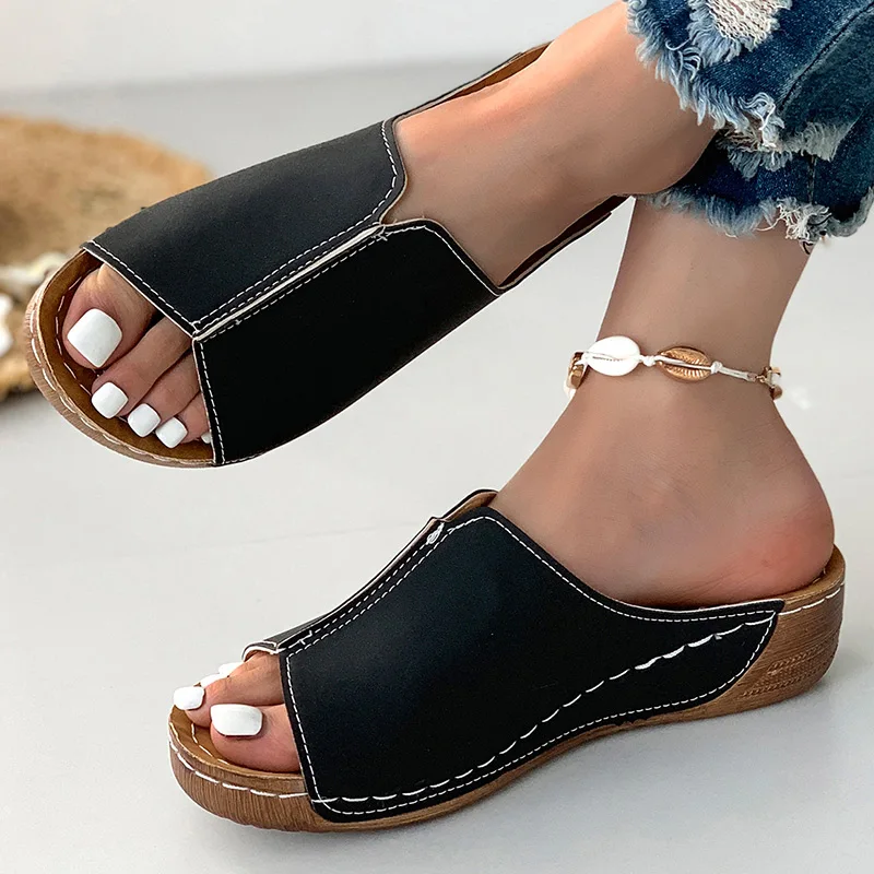 Women Sandals Peep Toe Wedge Heeled Summer Shoes Women Heels Sandals Wedges Zapatos Mujer New Women's Footwear Summer Slippers