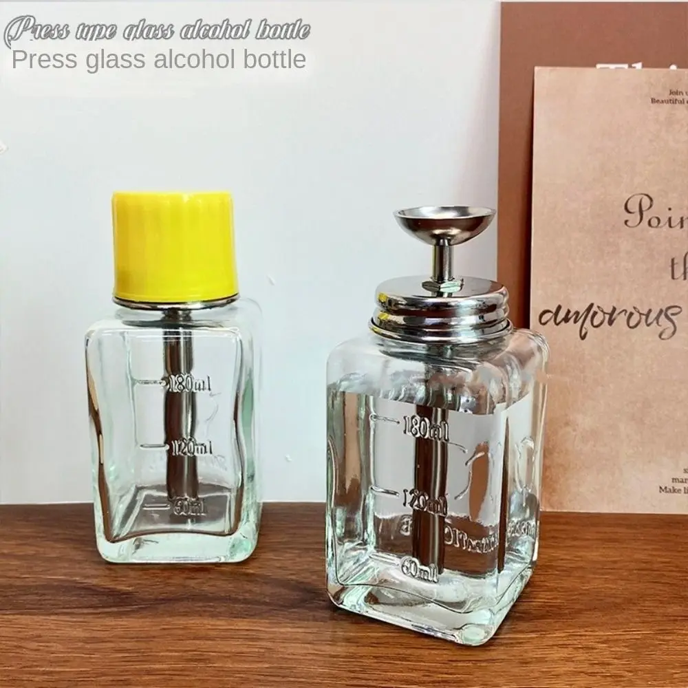 Tragbare 180 ml Nagel Glas Flasche Drücken Sie Typ Presse Trichter Alkohol Flasche Kristall Hydraulische Nagel Entferner Wasser Leere Flasche