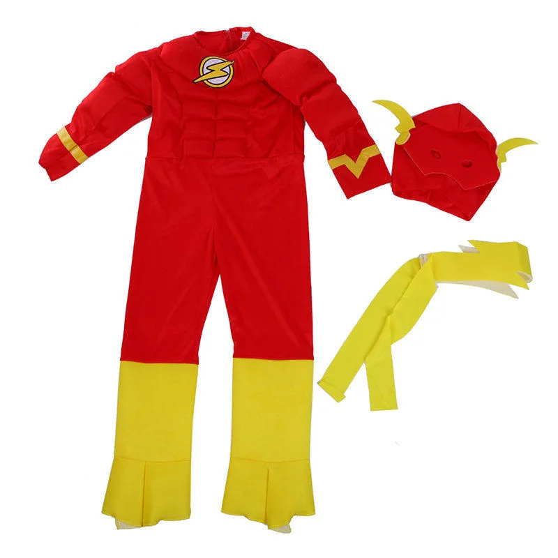 All'ingrosso Boy Superhero The Flash Cosplay Muscle Outfit Costume Kids Halloween Carnival Party Dress-up Costumes The Flash clothe