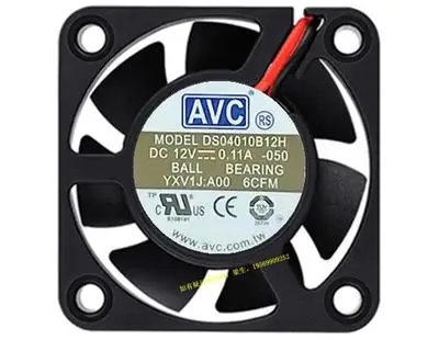 AVC DS04010B12H 050 DC 12V 0.11A 40X40X10Mm 2สาย Server พัดลมระบายความร้อน