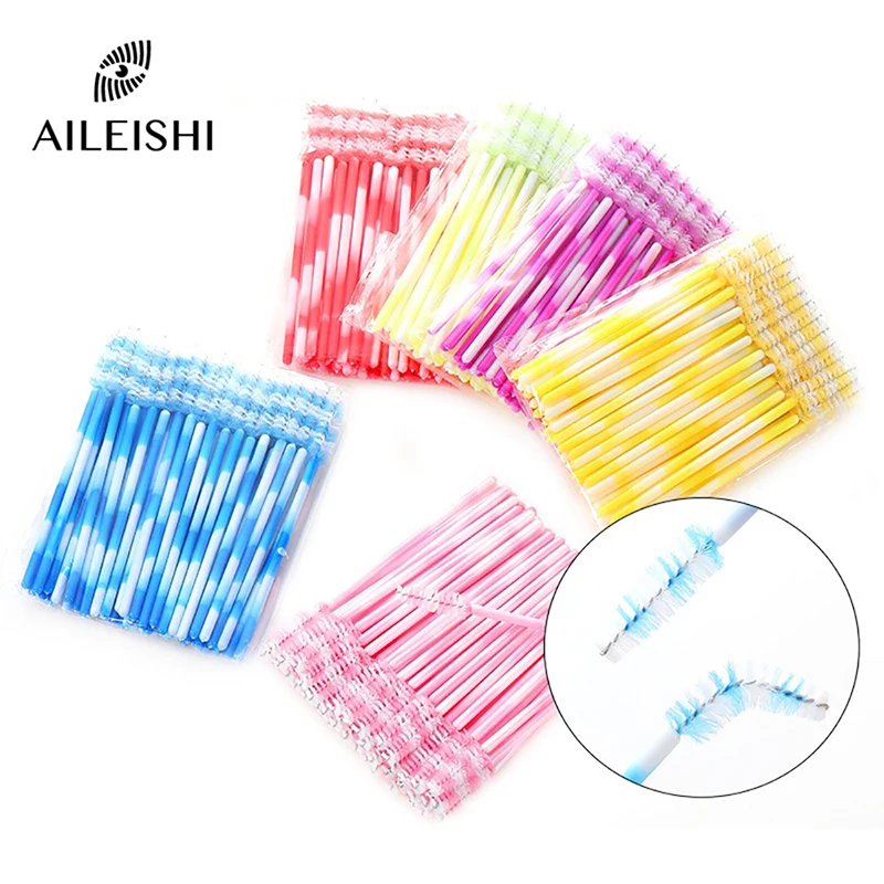 50pcs Disposable Eyelash Brushes Extension Nylon Eyebrow Brush Mascara Wand Eye Lashes Cosmetic Tool Set Makeup Beauty Tools