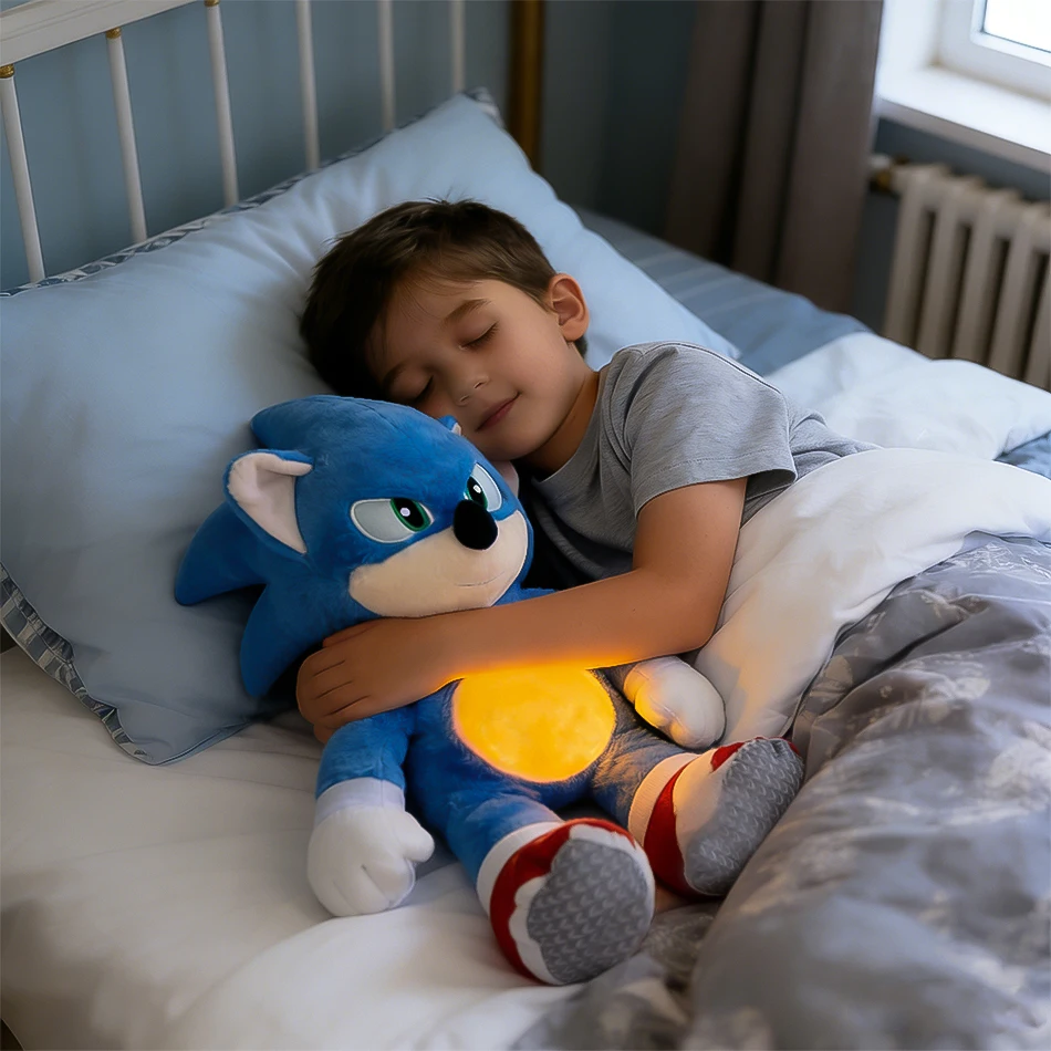 

2026 горячая плюшевая кукла SONIC 45 см, дыхание ребенка, успокаивающая игрушка, аниме, детская музыка, свет, игрушки для сна, детские праздничные подарки