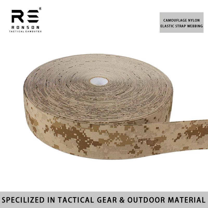 Elastic Webbing Polyester Stretch Straps AOR1 Camouflage Printed Elastic Tapes for Tactical Vests Bag and Backpack Durable Use