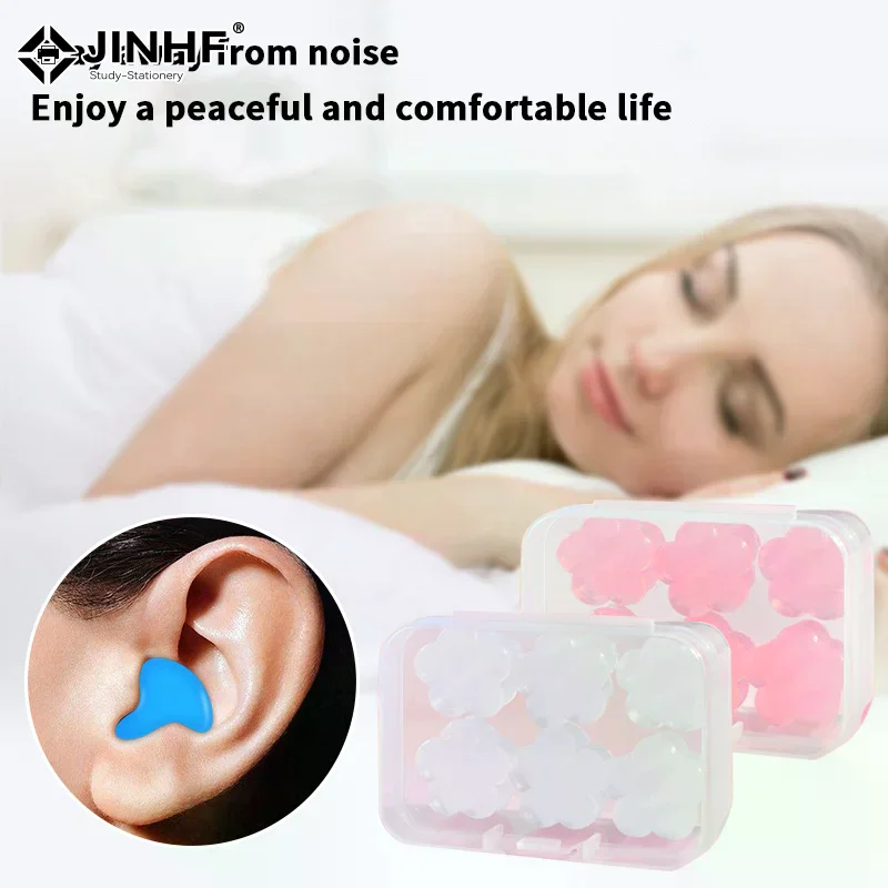 4/6Pcs Soft Silicone Earplugs Wax Ear Plugs Reusable Noise Cancelling Gel Ear Plugs Waterproof Earbuds For Sleeping Swimming