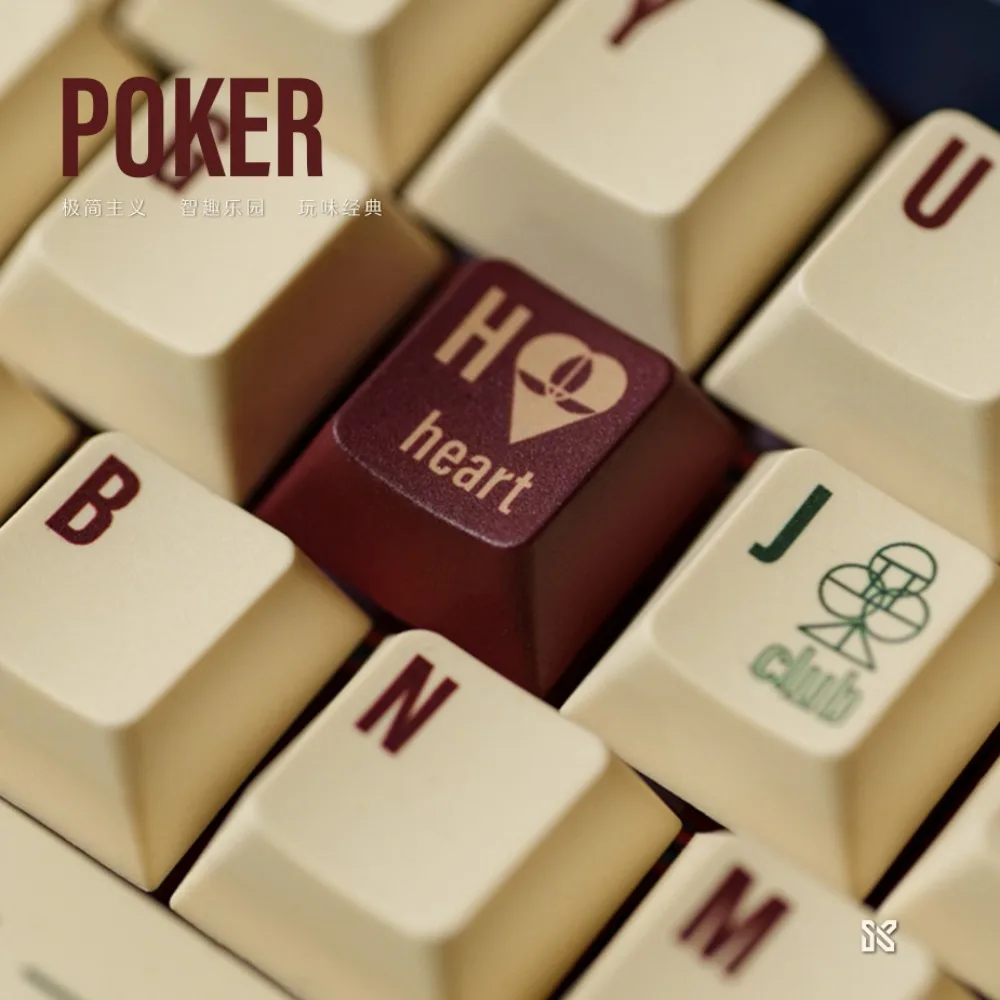 POKER Theme Keycap Set 146key PBT Custom Simple Retro Keyboard Cap Cherry Profile KeyCap for Mechanical Keyboard 61/68/75/87/104