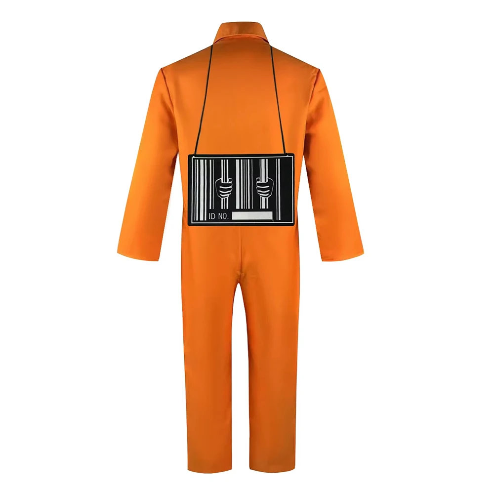 أزياء الهالوين التأثيرية للبالغين، بدلة قفز برتقالية للرجال، بدلة سجين، بدلة سجين، ملابس أداء محجلة