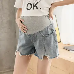 Maternidade denim shorts verão fino calças de maternidade verão moda solta tamanho grande leggings na moda mães vestir