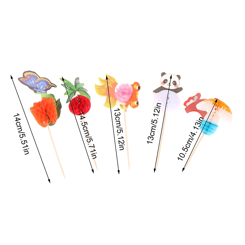 50Pc Panda Butterfly Rose Paper Umbrella Cocktail Parasols Drink Fruit Cake Topper Birthday Party DIY Dessert Drink Pick