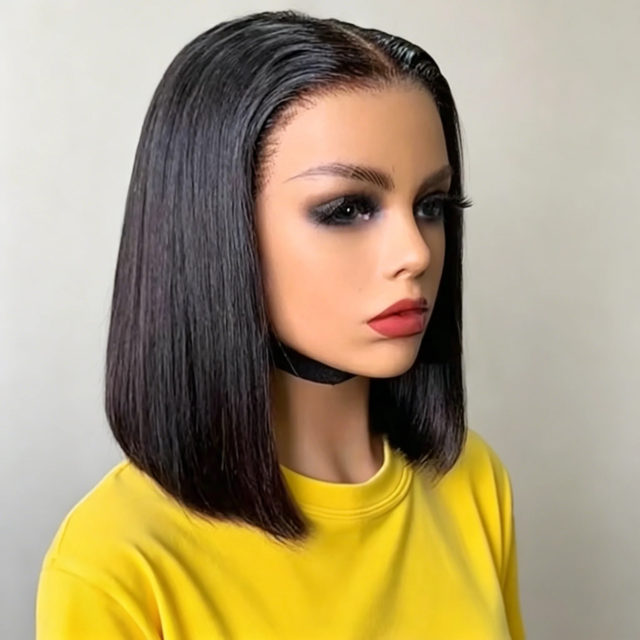 Perruque Bob sans colle 7x5 à densité 250% pour femmes, prête à porter, en cheveux humains, avec fermeture en dentelle 13x4, 100% cheveux humains, 16 pouces, transparente HD, perruques frontales en dentelle 13x6 couleur naturelle, perruques frontales en dentelle 13x6 avec baby hair