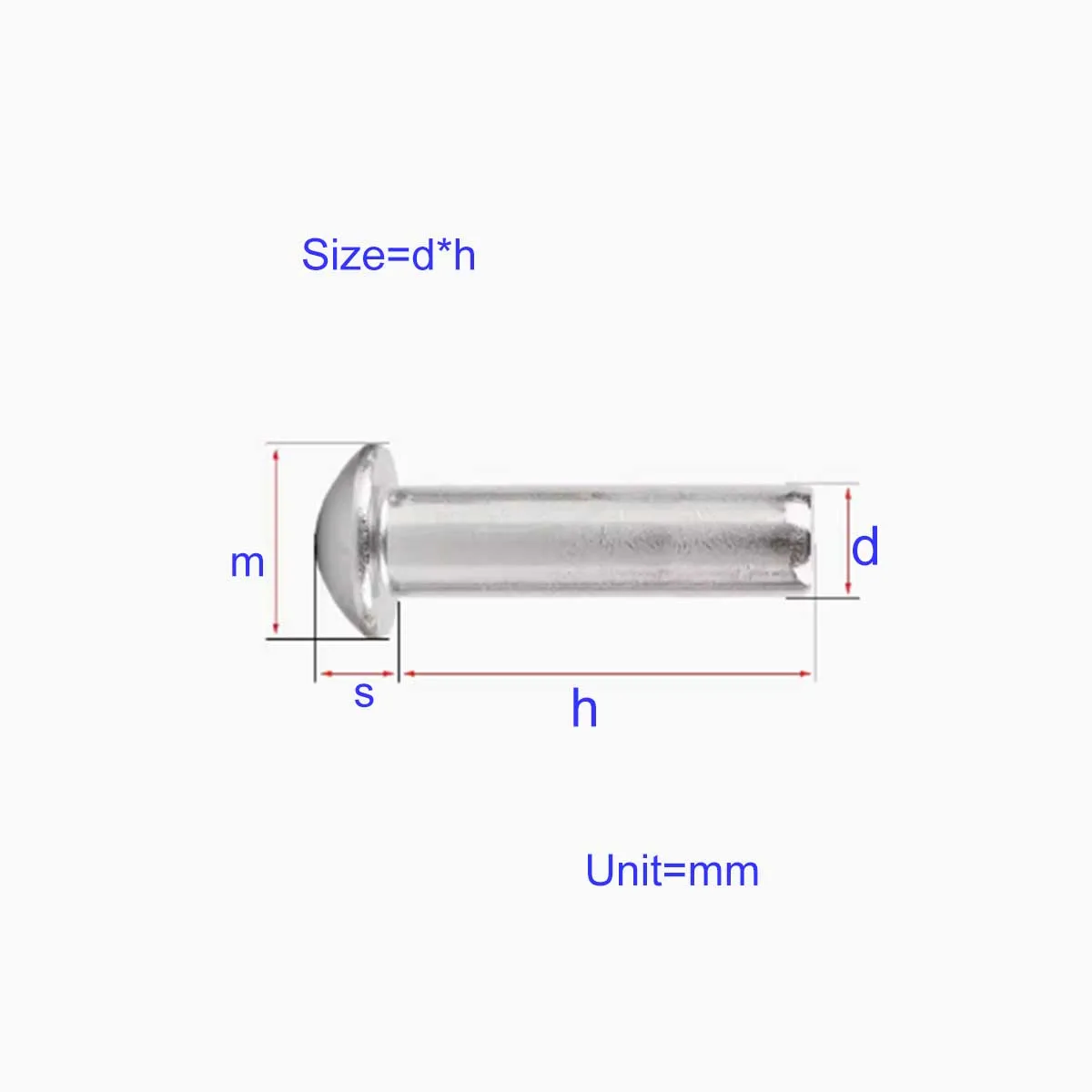 M5M6M8M10/304 Stainless Steel Half Round Head Solid Rivets