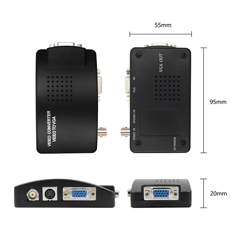 BNC VGA Композитный преобразователь S-Video в VGA Видеоконвертер VGA Выходной адаптер Цифровой коммутатор для ПК Mac ТВ Камера DVD DVR