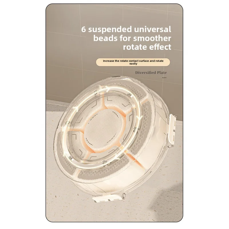 صينية فواكه دوارة بست نقاط بمقبض، صينية فواكه مجففة محكمة الغلق مقاومة للرطوبة، صندوق وجبات خفيفة دائري منزلي محمول مع لتر #6