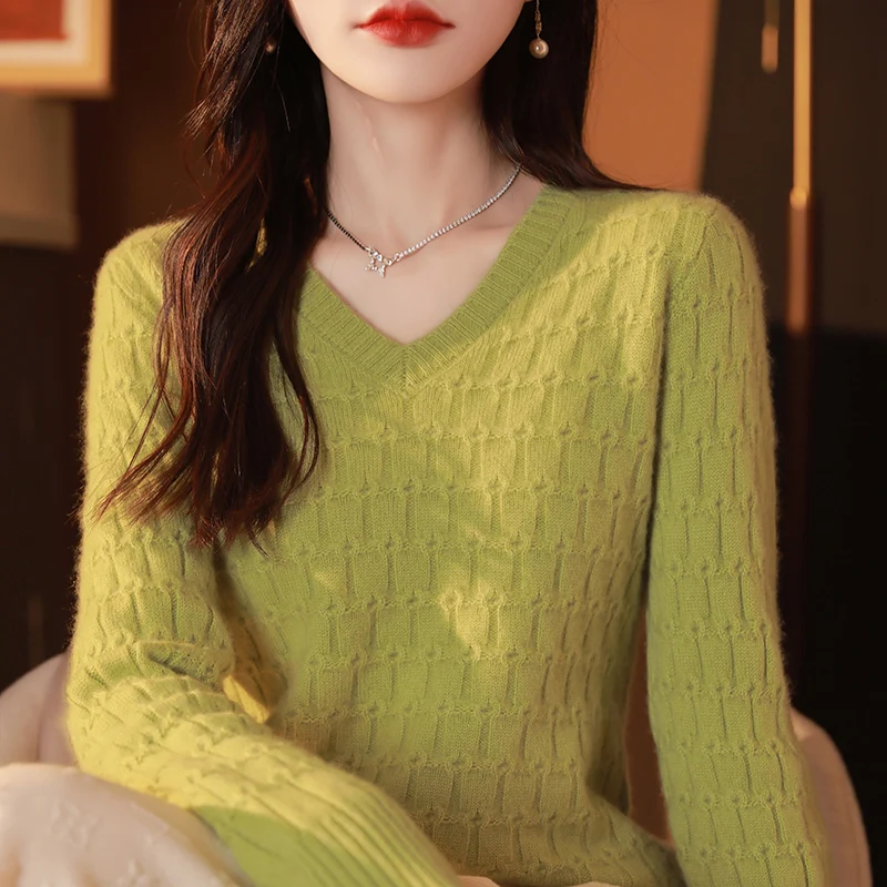 여성 기본 100% 메리노 울 패션 v 넥 솔리드 컬러 스웨터 풀오버 캐시미어 긴 소매 부드럽고 부드러운 따뜻한 의류 탑