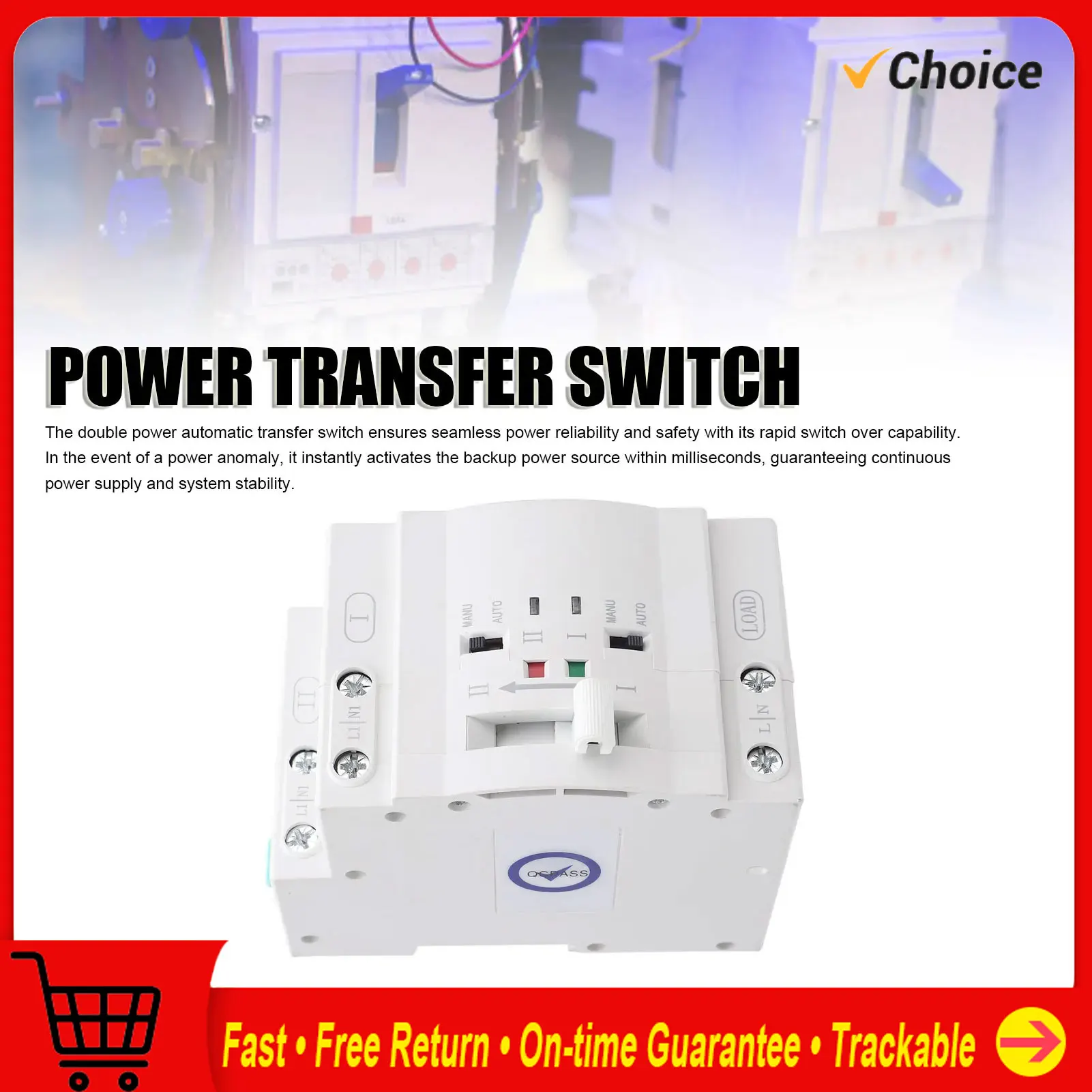 

Автоматический резервный переключатель двойной мощности SGQ1-63AE 2P 63A, переключатель генератора, электрический селектор двойной мощности