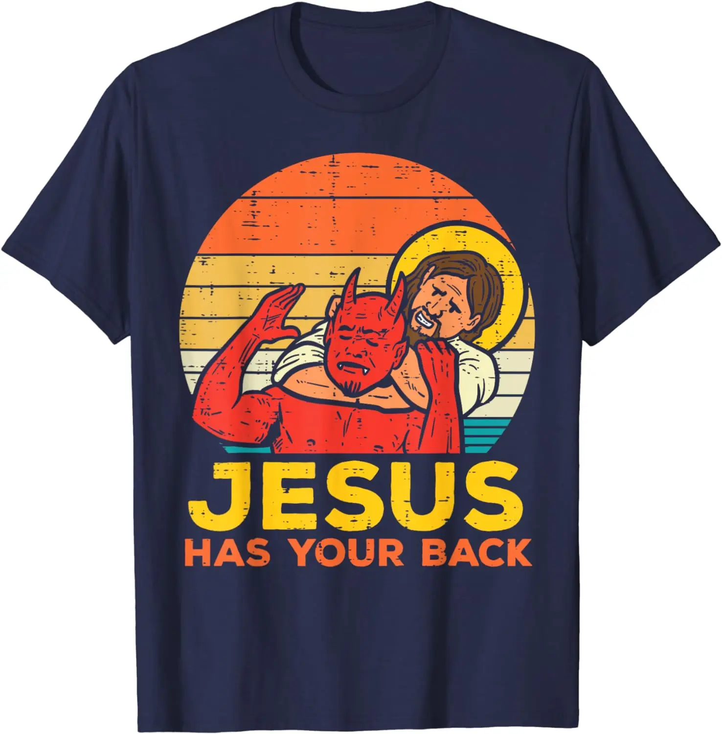 Jesus Has Your Back Jiu Jitsu Retro Christian Men Women Kids T-Shirt Cotton Short Sleeve Lightweight Men Clothing