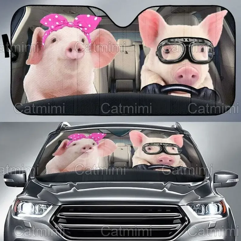 Funny Pig Sunshade, Pig Car Decoration, Farm Car Sunshade, Car Sun Protector, Gifts For Her P