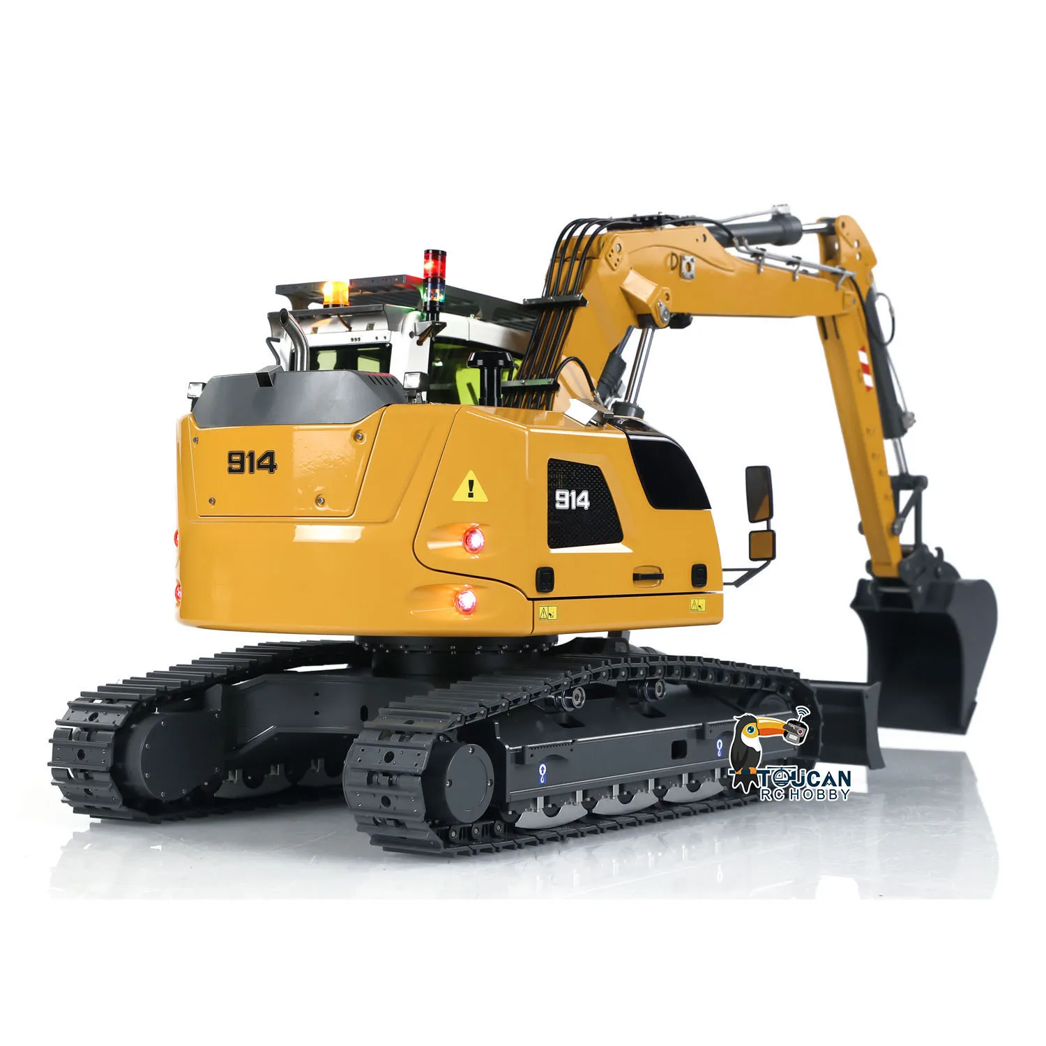 

CUT Model 1/14 RC Hydraulic Excavator 914 5CH Valve Metal Remote Control Digger Warning Light Flysky ST8 Radio Sound System