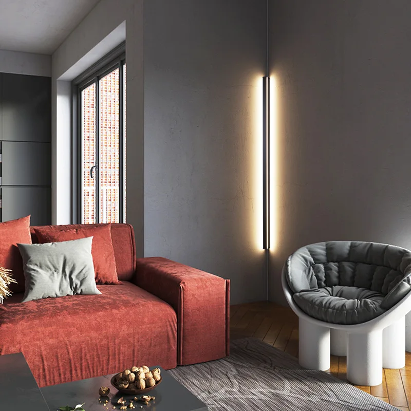 Nordic Minimalism Long Strip Corner Wall Lamp Simple Modern Living Room Bedroom Creative Design Wall Lamp