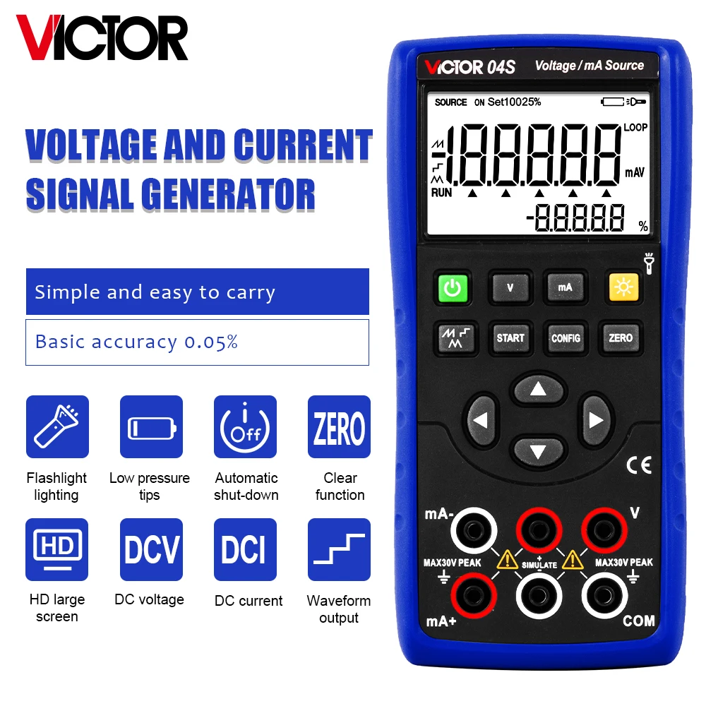 VICTOR 04S 24V Power Supply Voltage and Current Source Calibrator 4~20mA Simulate Signal Generator Output Calibrator