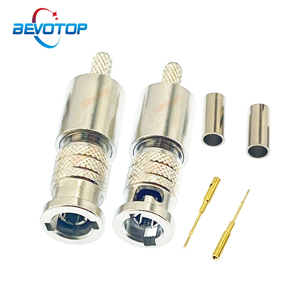 BEVOTOP 1PCS New HD BNC 75 Ohm Micro BNC Male Plug Mini BNC Connector High Quality RF Coaxial Connector for 75Ω RG179 Cable