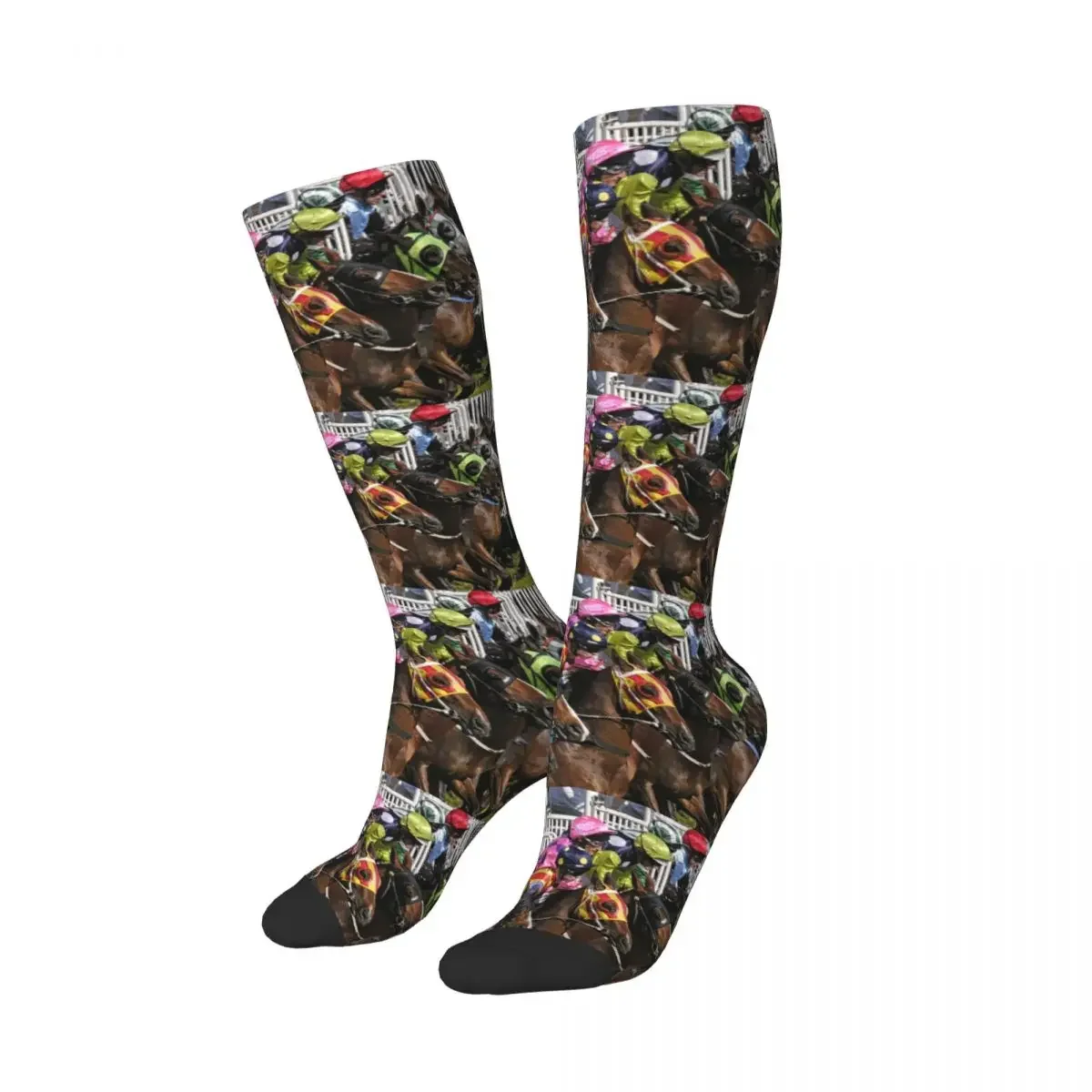 Horse Racing Action Socks Harajuku Sweat Absorbing Stockings All Season Long Socks Accessories for Man's Woman's Christmas Gifts