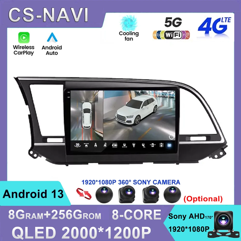 

For Hyundai Elantra 6 2016 - 2018 Android 13 Car Radio Stereo Multimedia Navigation Video Player GPS Wireless Carplay RDS DSP 4G