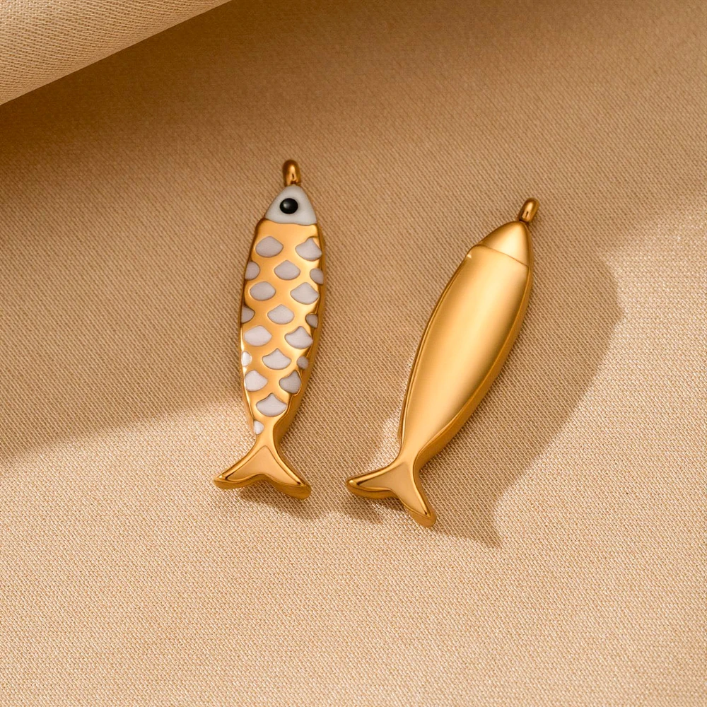 5 Stück/Set Edelstahl Niedliche Tier-Fisch-Anhänger für DIY Ohrringe Halsketten Schlüsselanhänger Schmuckherstellung Zubehör Bastelbedarf – Detail 4