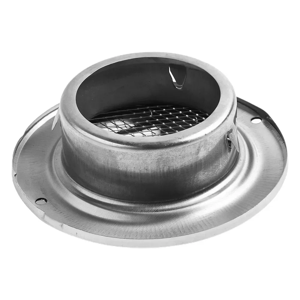 

1pcs Stainless Steel Vent Flat Round Air Vent Grill Metal Cover Circle Ducting Ventilation ⌀80mm 100mm Flange Insect Protection