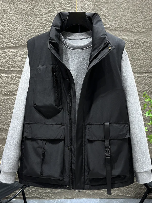 

Новая мужская хлопковая жилетка-безрукавка 2025 года, свободного кроя, оверсайз, с открытыми плечами, модная, для осени и зимы, уличный стиль