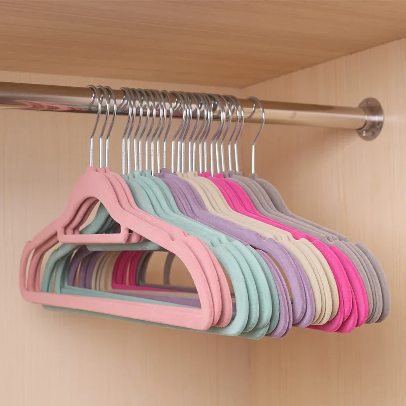 5pcs Clothes Coat Velvet Hangers Non Slip Luxury Flocked Trouser Skirt Hanger Closet Storage Hook  clothes hangers for adults