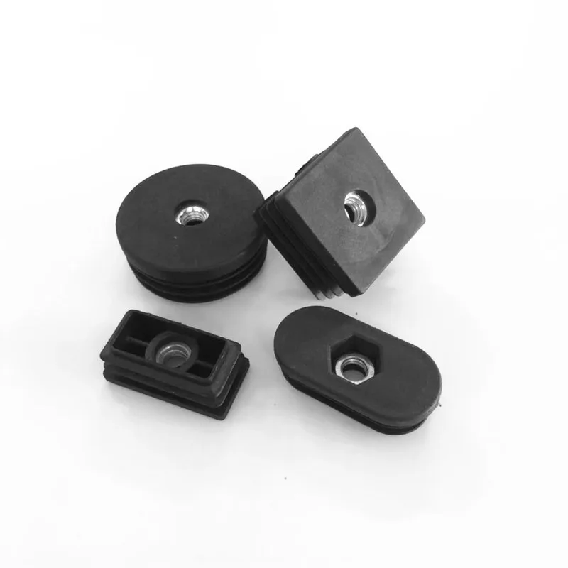 4pcs Square M6 M8  Plastic Pipe Hole Plug with Nut Black Blanking End Cover Chair Leg Cap Protector Furniture Accessorie