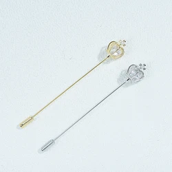 ICEYY Trendy Ziron Cross Crown Pins Brooches Scarf Buckle Shawl Cardigan Long Needle Lapel Pin Accessori