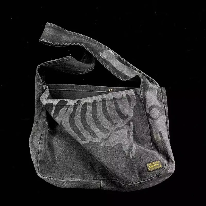 KAPITAL Hirata and Hiroshi Chunqiu New Japanese Bone Vintage Denim Versatile Couple Trendy Crossbody Shoulder Bag