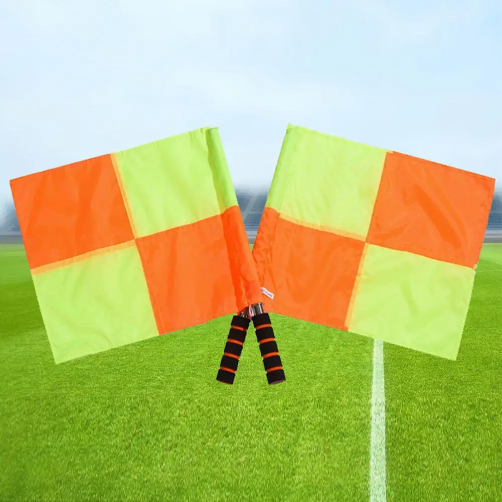 1 زوج كرة القدم خطي العلم مفيدة خفيفة الوزن الحكم خطي العلم قابل للغسل مباراة رياضية الحكم العلم لعبة كرة القدم