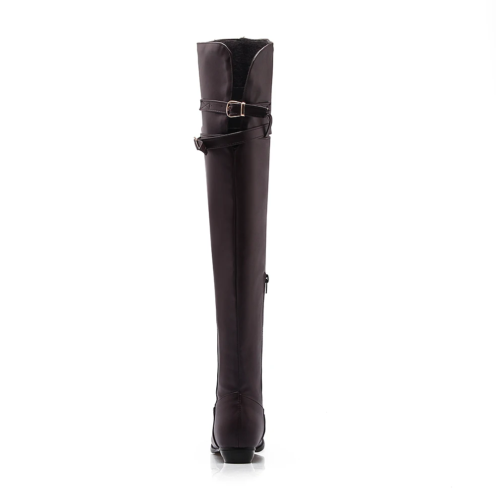 New Winter Women Over the Knee Thigh High Boots Sweet Black Brown Ladies Shoes A181H Plus Big Size 45 10 11 Warm Fur