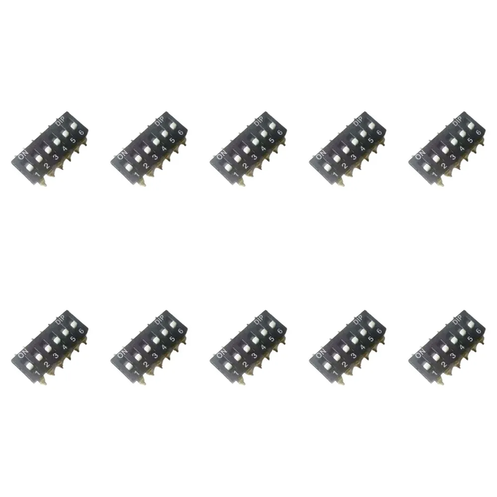 DM-06 6 Position For SMD DIP Switch 10pcs Lot 2.54mm Pitch Gold Plated Contacts ABS Black Case for Circuit Design
