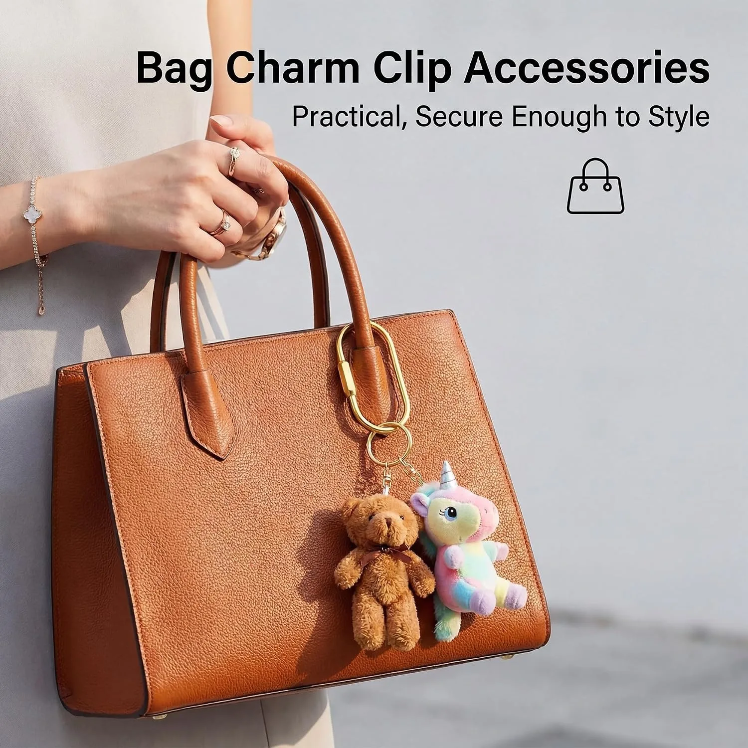 6/8/10Pack Gold Carabiner Key Ring Clips,Brass Screw Lock Keychain Holders and Bag Charm Holders for Handbags & Purses Women Men