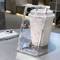 Cute Pink Bow Case for Xiaomi Redmi Note 15 Pro 5G 13 12 12S 11 11S 10 10S 9 9S 15 Pro Plus 4G 5G Redmi 12C 13C 14C Clear Cover