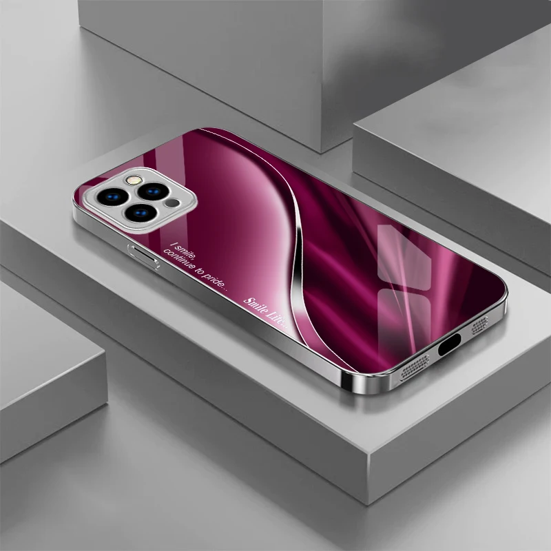 Adecuado para [iPhone 11 12 13 14 15 16 17 AIR Pro Max Plus Mini] nueva funda de teléfono de vidrio chapado, fundas protectoras