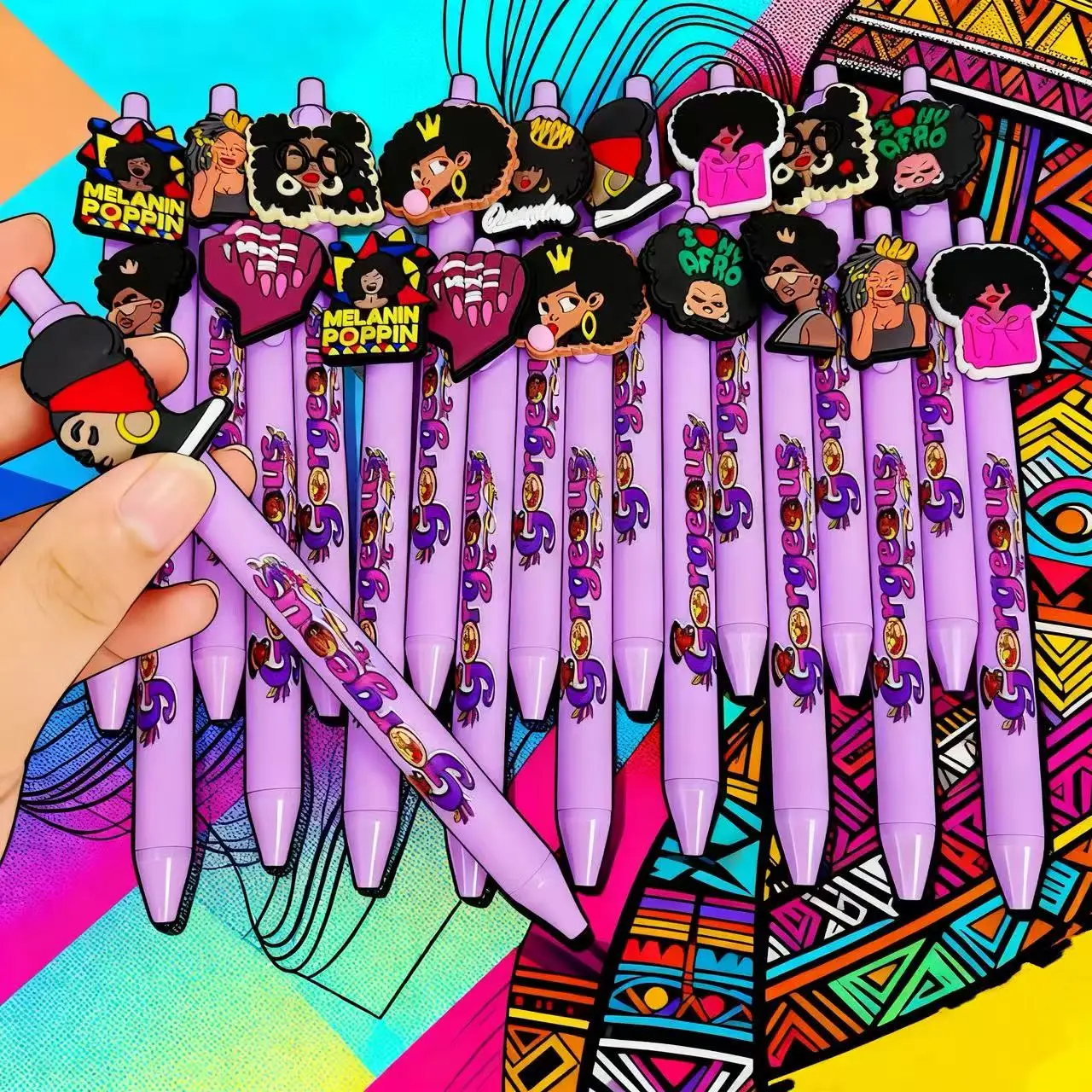 

20pcs/30pcs Purple Printed Black Ballpoint Pen Confident Girl Creative Gift Pen Student Office Writing Stationery